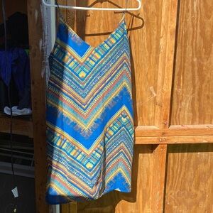 Blue and Yellow Patterned Women's Skirt